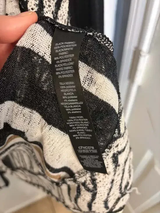 Chico's Travelers Collection Geometric Mixed Print Open Front Draped Cardigan XS - Picture 6 of 7